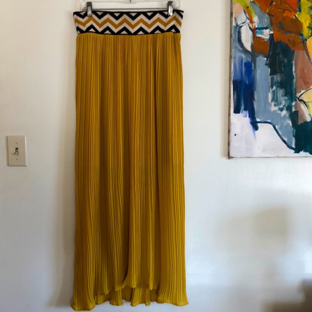 Anthropologie Dear Creatures Yellow Pleated Skirt